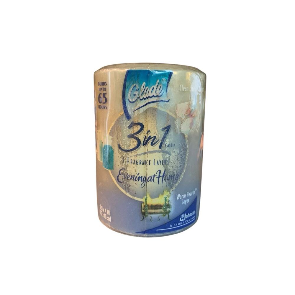 Glade 3 in 1 Candle Evening at Home Discontinued NOS 457780 4in Pillar